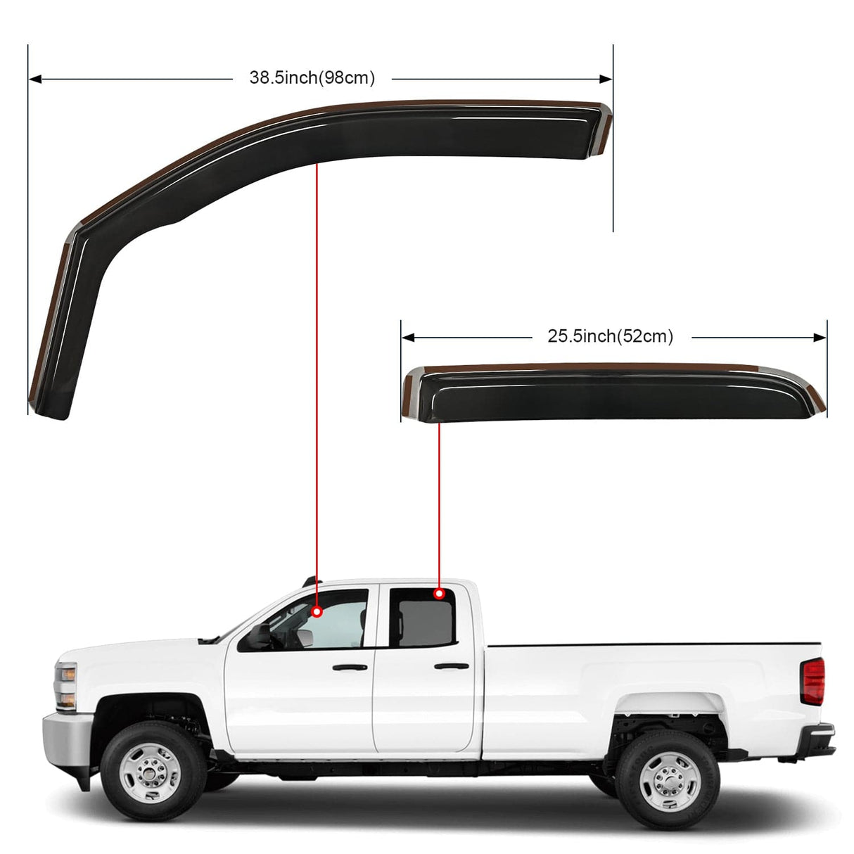 Rain Guards Rain Guards for Dodge RAM 1500 2019 2020 2021 2022 2023 2024 Quad Cab Original Window Deflectors, Vent Window Visors-4PCS