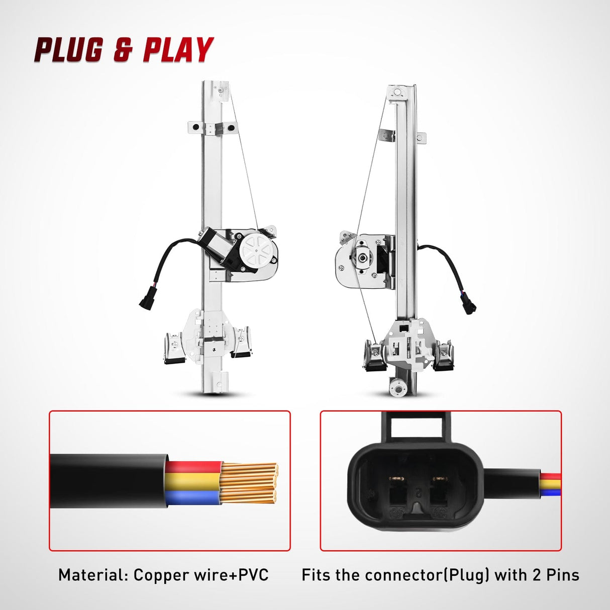 Window Regulator Power Window Regulator/Motor Rear Driver Side Compatible with Chevrolet Silverado/GMC Sierra 1500 2500 HD 3500 HD 2007 2008 2009 2010 2011 2012 2013,Rear Left,741-388