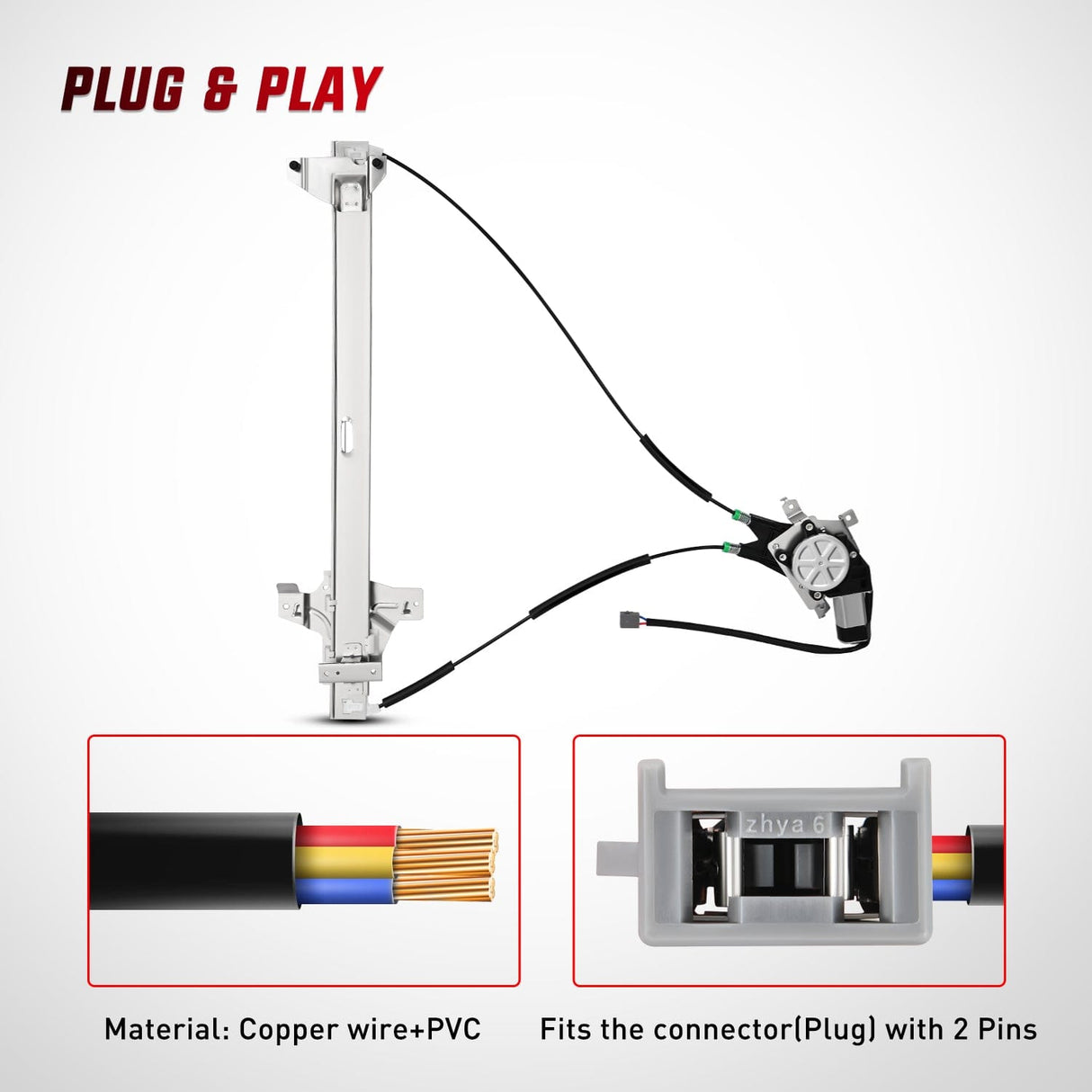 Window Regulator 741-587 Power Window Regulator/Motor Front Passenger Side Compatible with 2003-2014 Ford E150 E250 Econoline E350 E450 E550 Super Duty 2005 2006 2007 2008 2009 2010 2011 2012 2013 2014