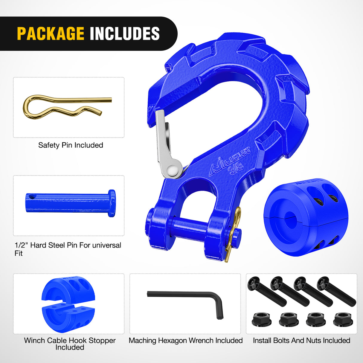 winch hook 3/8 inch Grade 70 Winch Hook Blue