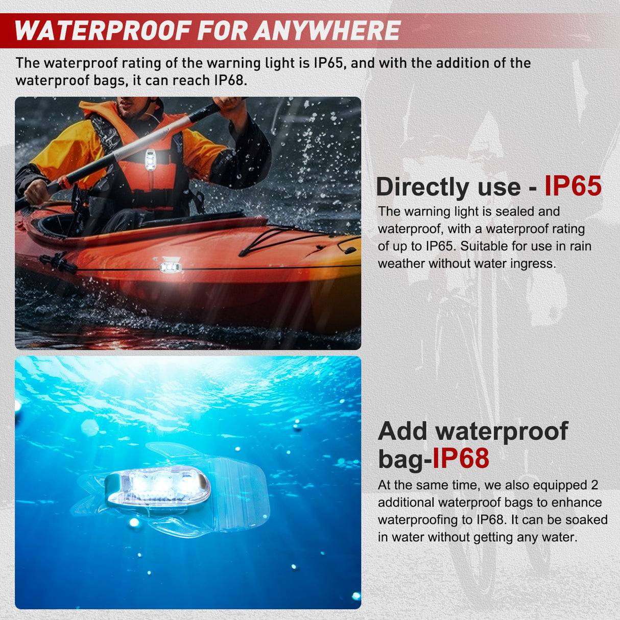 LED Safety Light 4PCS White Marine Navigation Bike Tail Lights Three Modes Waterproof Reflective Gear Clip On Flash Strobe Indicator Lamp for Night Boating Fishing Cycling Jogging