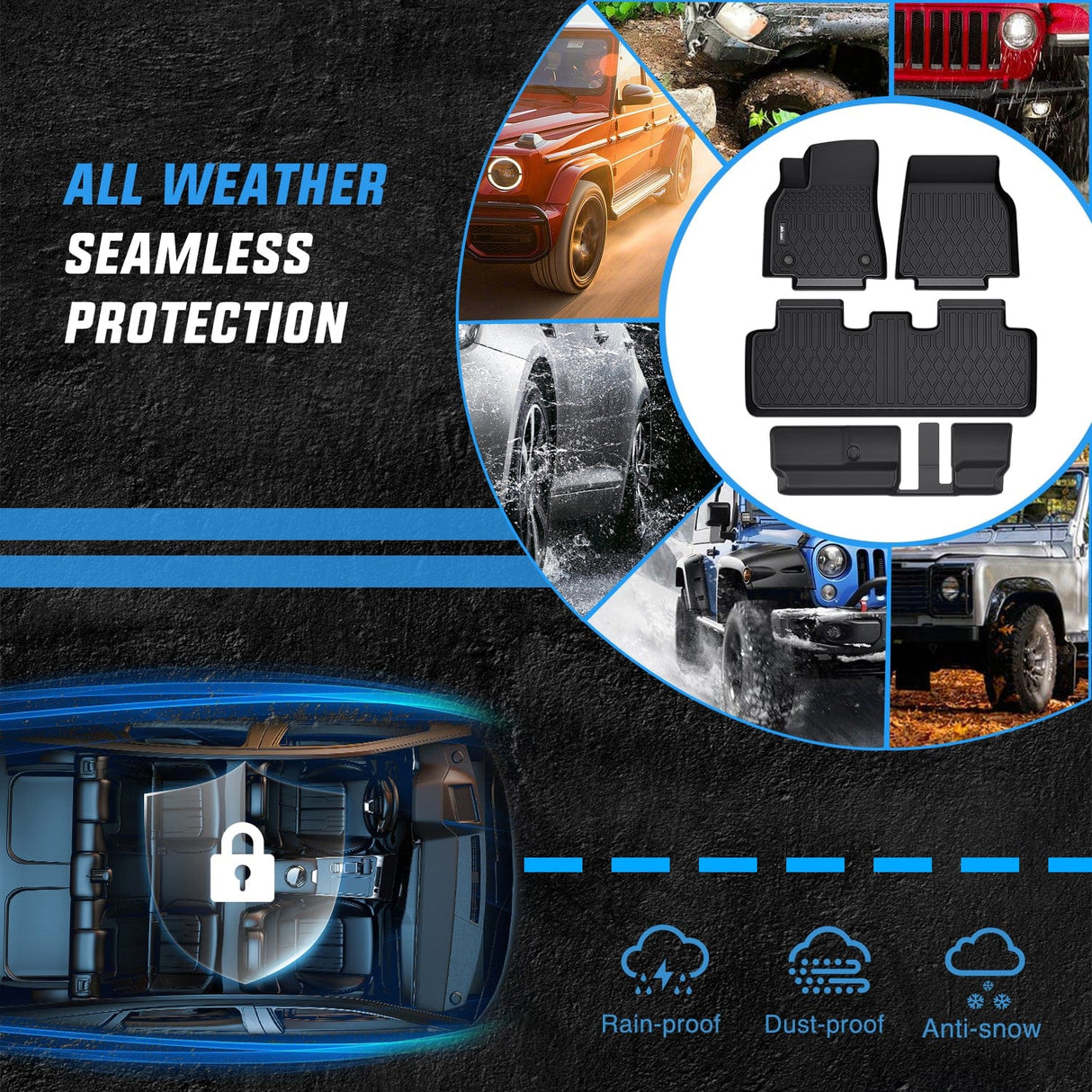 Floor Mat 2020 2021 2022 2023 2024 2025 Tesla Model Y 7 Seats TPE Floor Mats