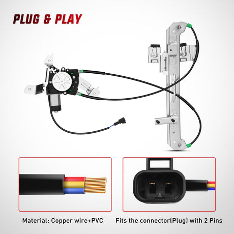 Window Regulator Power Window Regulator with Motor Rear Passenger Side,Compatible with Cadillac Escalade/Chevy Tahoe/GMC Yukon 2002 2003 2004 2005 2006,Rear Right,748-229
