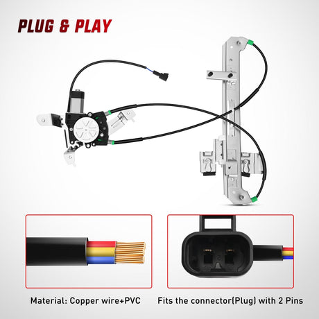 Window Regulator Power Window Regulator with Motor Rear Driver Side,Compatible with Cadillac Escalade/Chevy Tahoe/GMC Yukon 2002 2003 2004 2005 2006,Rear Left,748-228