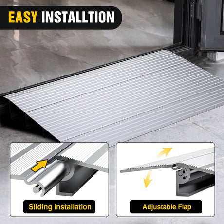 Curb Ramp Door Threshold Ramp 4inch Rise Portable Aluminum Wheelchair Door Transition Entry Ramps for Doorways Home Steps