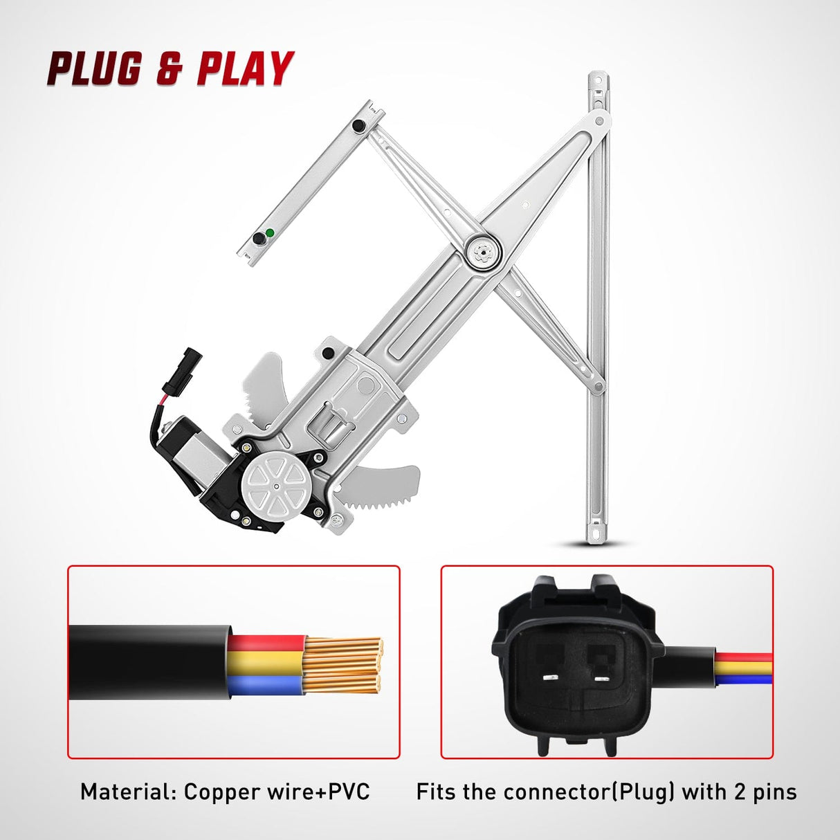 Window Regulator Front Driver Window Regulator with Motor, Compatible with Chevy Colorado/GMC Canyon 2004 2005 2006 2007 2008 2009 2010 2011 2012, Power Window Lift Motor Assembly, OE Replacement, 741-014