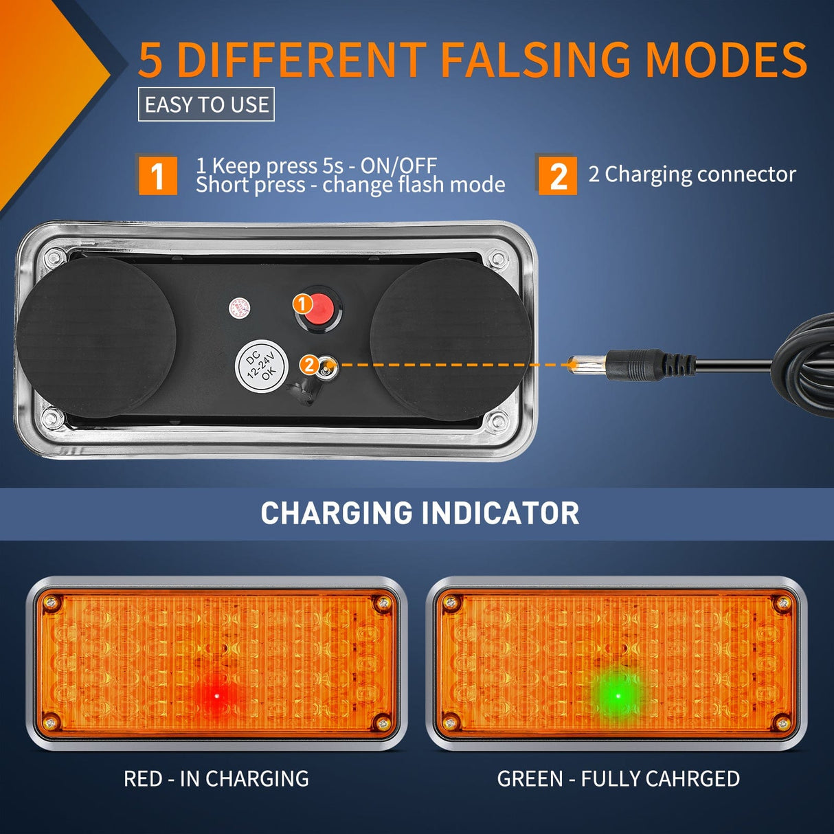 led strobe light 42LED Amber Wireless Magnetic Strobe Lights Surface Mount Waterproof 5 Patterns (Pair)