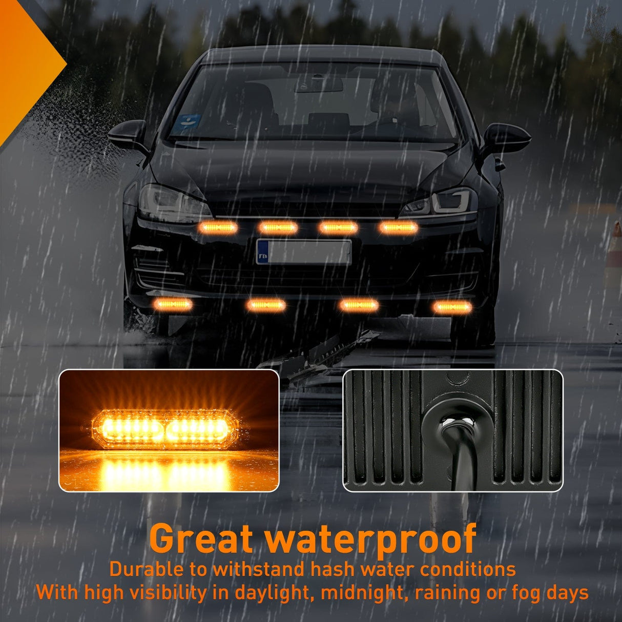 Surface Mount Strobe Lights 8PCS 12LED Amber Emergency Strobe Lights