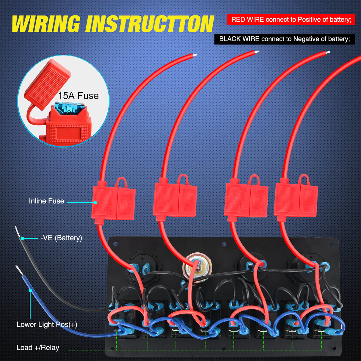Nilight 8 Gang Rocker Switch Panel Waterproof Aluminum Marine with PD Type C & USB Charger Cigarette Lighter Socket Voltmeter Inline Fuse 12V 24V ON Off Pre-Wired Switches for Car Truck Boat