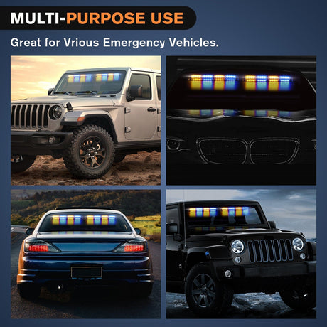 led strobe light 32LED Amber Blue Emergency Dash Strobe Lights with Controller Suction Cups