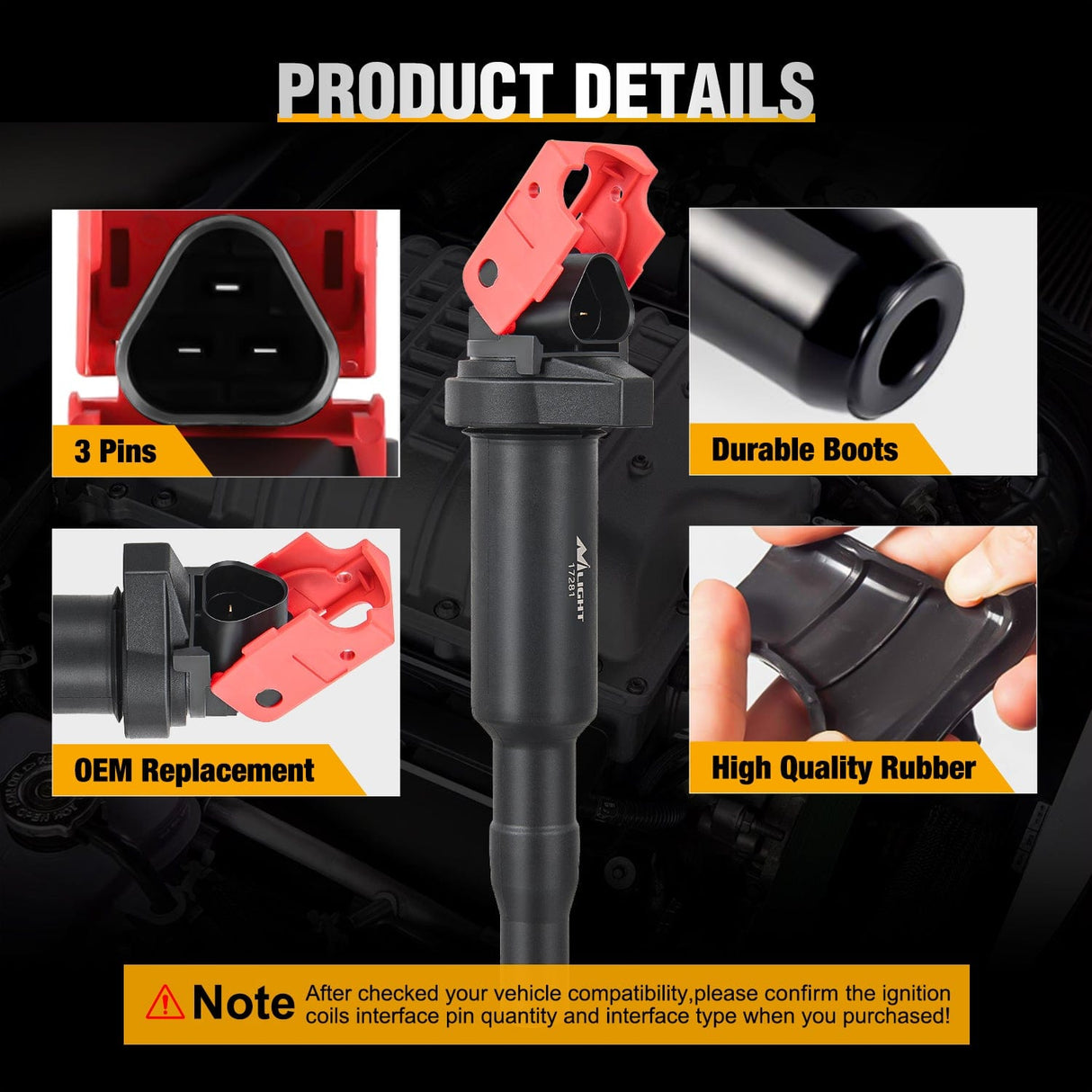 ignition coil pack Ignition Coil UF592 C1638 Automotive Replacement Ignition Coils Fit for BMW 325i 325Ci 328i 330Ci 335i 525i 528i 530i 535i 545i 745Li X3 X5 M5 M6 Z4-2.5 3.0 4.4 4.8L Engine 0221504470