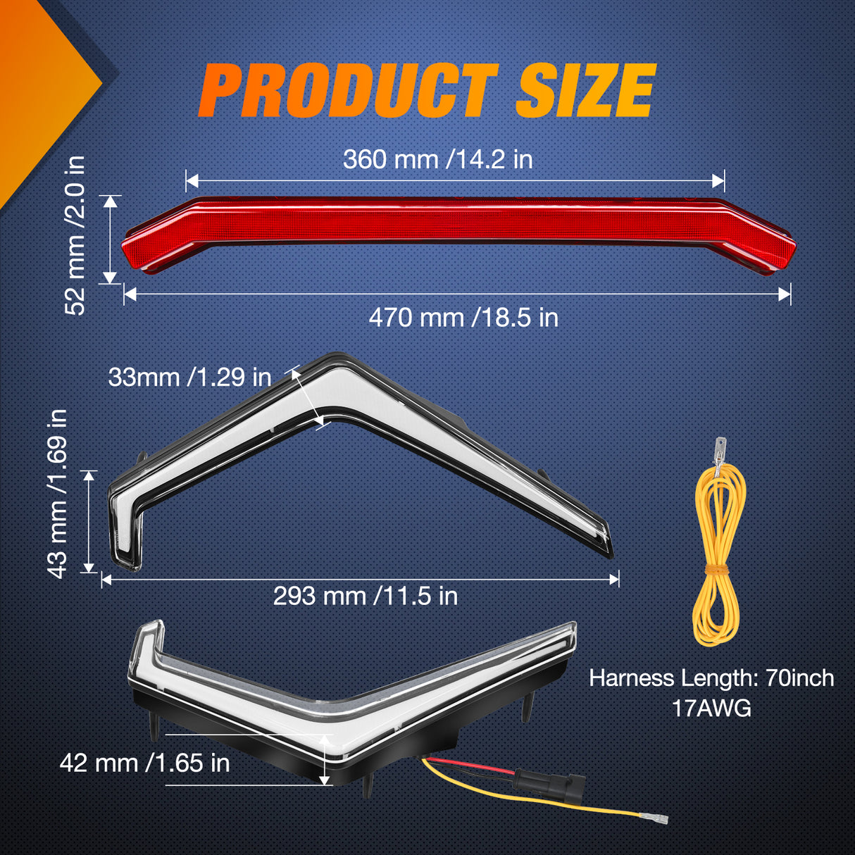 Nilight Turn Signal Fang Lights Rear Center Tail Light Kit Assembly Compatible with Polaris RZR XP 1000 Turbo Accessories 2019 2020 2021 2022 2023