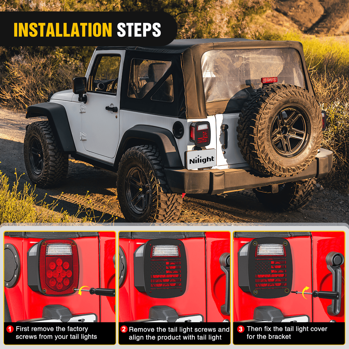 Motor Vehicle Parts Tail Light Covers, 2PCS Black Rear Brake Light Guards Protector Exterior Accessories for 1987-2006 Wrangler TJ YJ