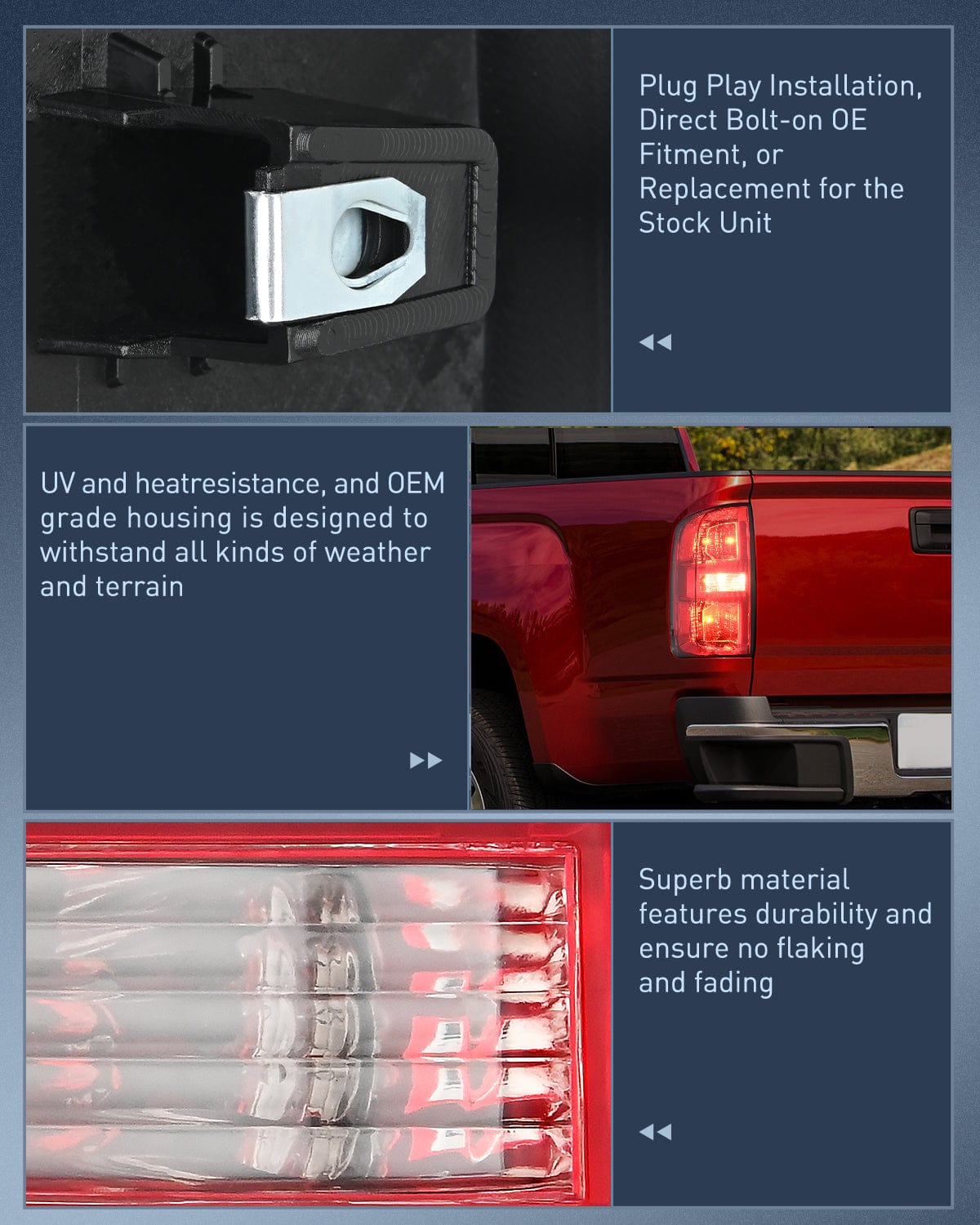 Taillight Assembly 2015 2016 2017 2018 2019 2020 2021 2022 Chevy Colorado Rear Lamp Replacement Taillight Assembly OE Style Driver Side w/Bulbs