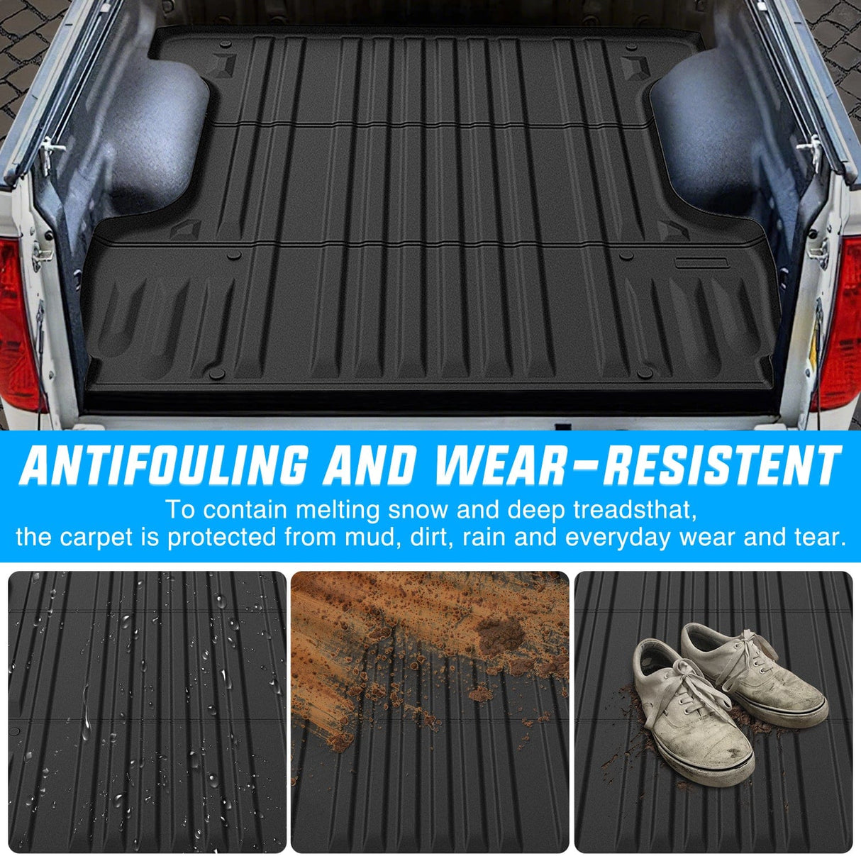 Truck Bed Mat 5.5ft Rubber Short Trunk Bed For 2007-2021 Toyota Tundra, TPE Heavy-Duty Pick-up Bed Liner for Toyota Tundra Accessories, Anti-Slip Texture, All Weather Protection