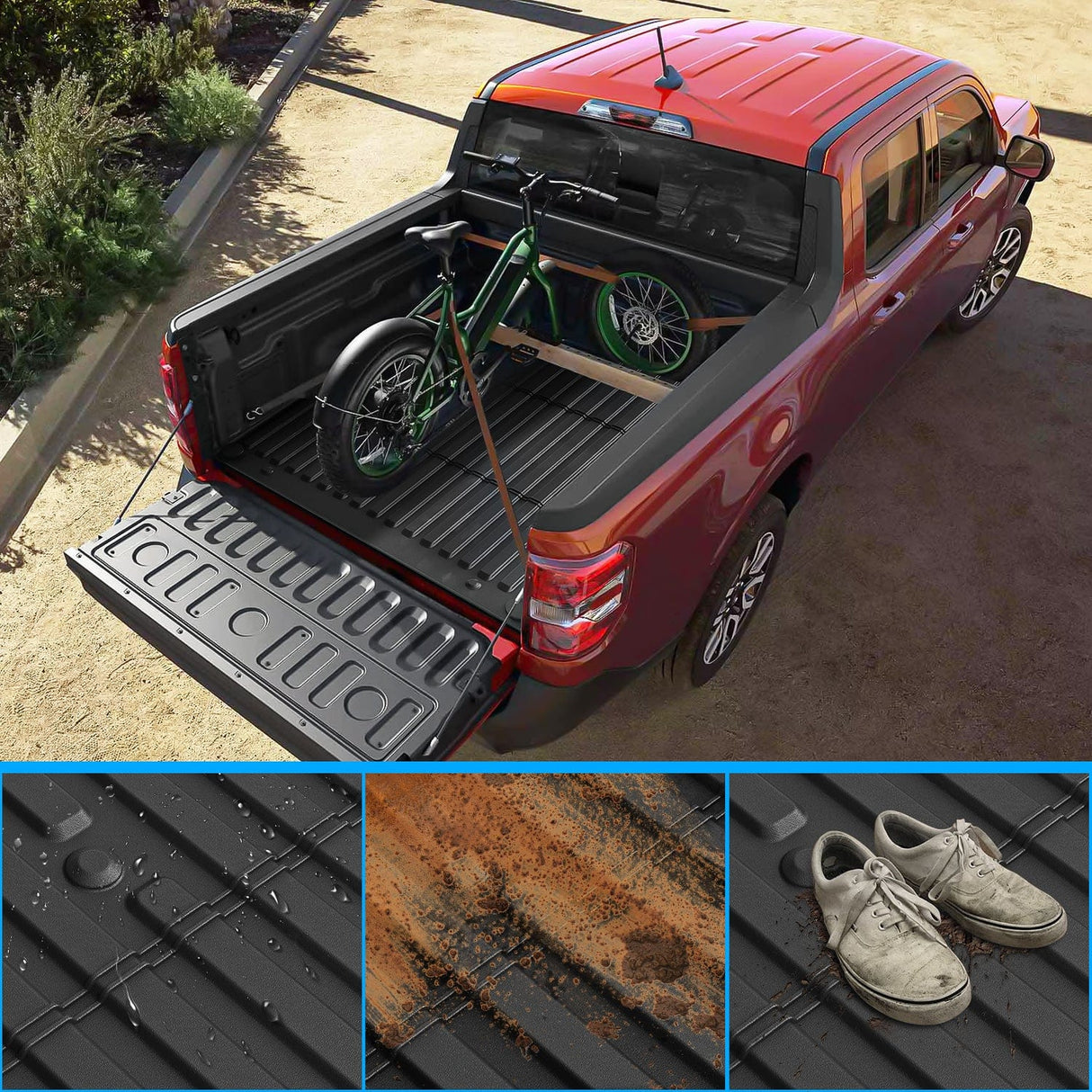 Truck Bed Mat 5ft Rubber Short Trunk Bed For 2005 2006 2007 2008 2009 2010 2011 2012 2013 2014 2015 2016 2017 2018 2019 2020 2021 2022 2023 Toyota Tacoma