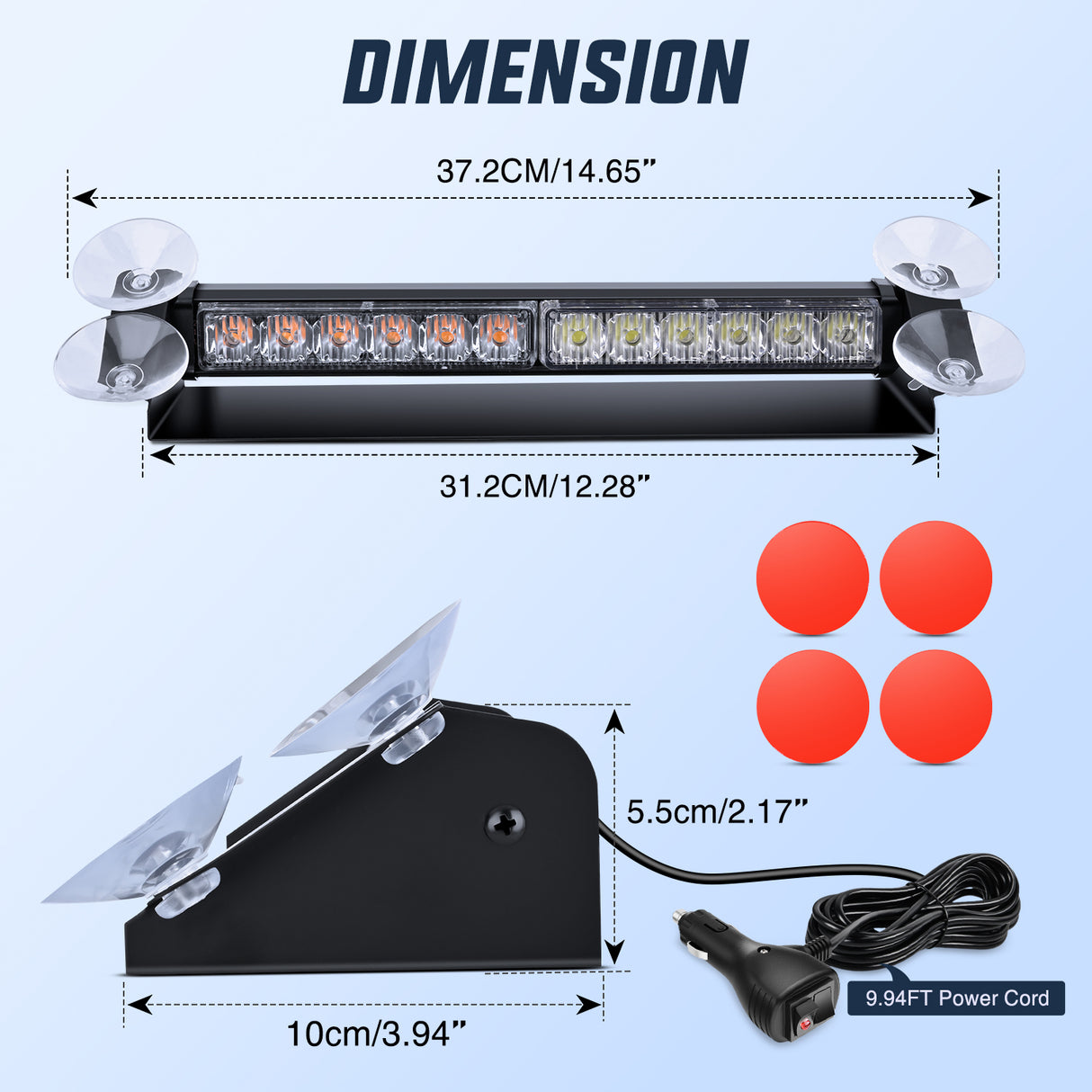 12LED Traffic Advisor Strobe Light Bar Purple White Emergency Warning Hazard Safety Dash Front/Rear Windshield Flashing Lights for Cars Trucks Police Firefighter Plow Construction Vehicles