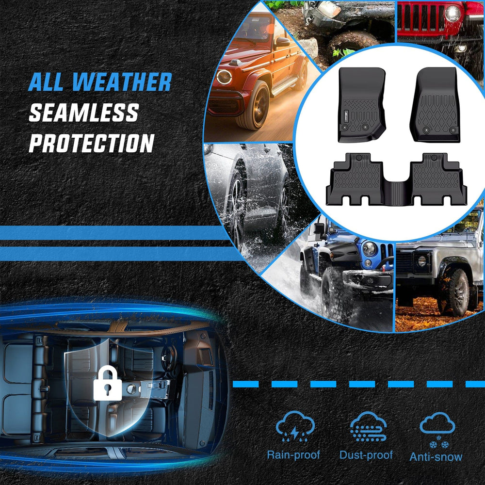 Floor Mat 2013 2014 2015 2016 2017 2018 Jeep Wrangler JK Unlimited 4 Doors (Not for JL 4XE) TPE Floor Mats