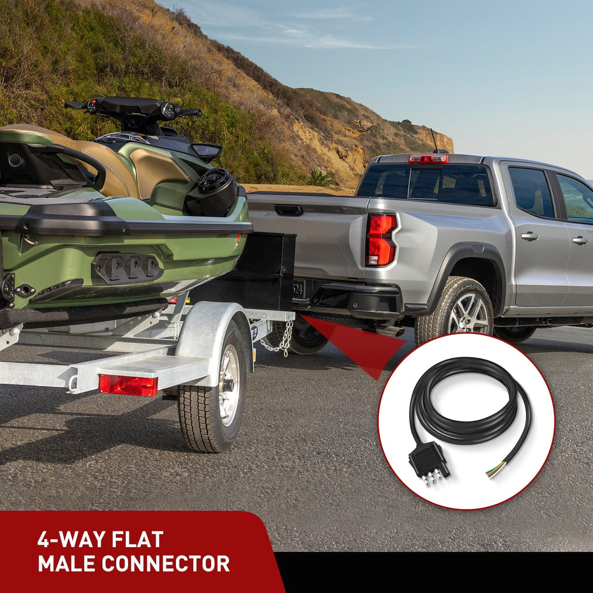 Wiring Harness Kit 5ft 18AWG 4 Pin Jacketed Cable Trailer Wire