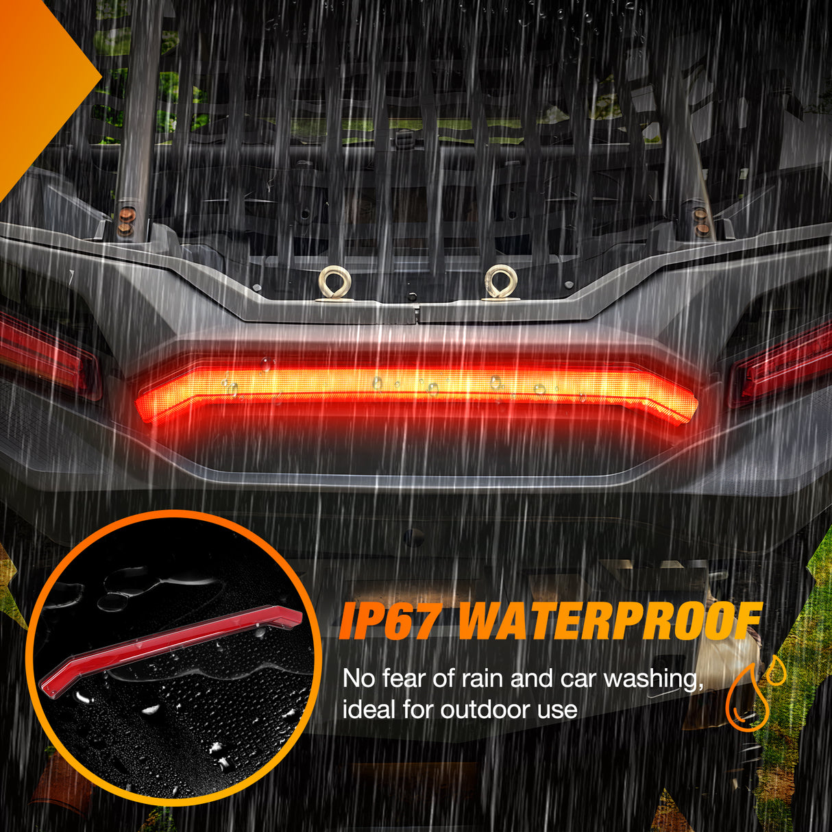 Nilight UTV Center Tail Light Rear Taillight LED Brake Lights Red Compatible with Polaris RZR XP1000 Turbo Sportsman Accessories 2019 2020 2021 2022 2023