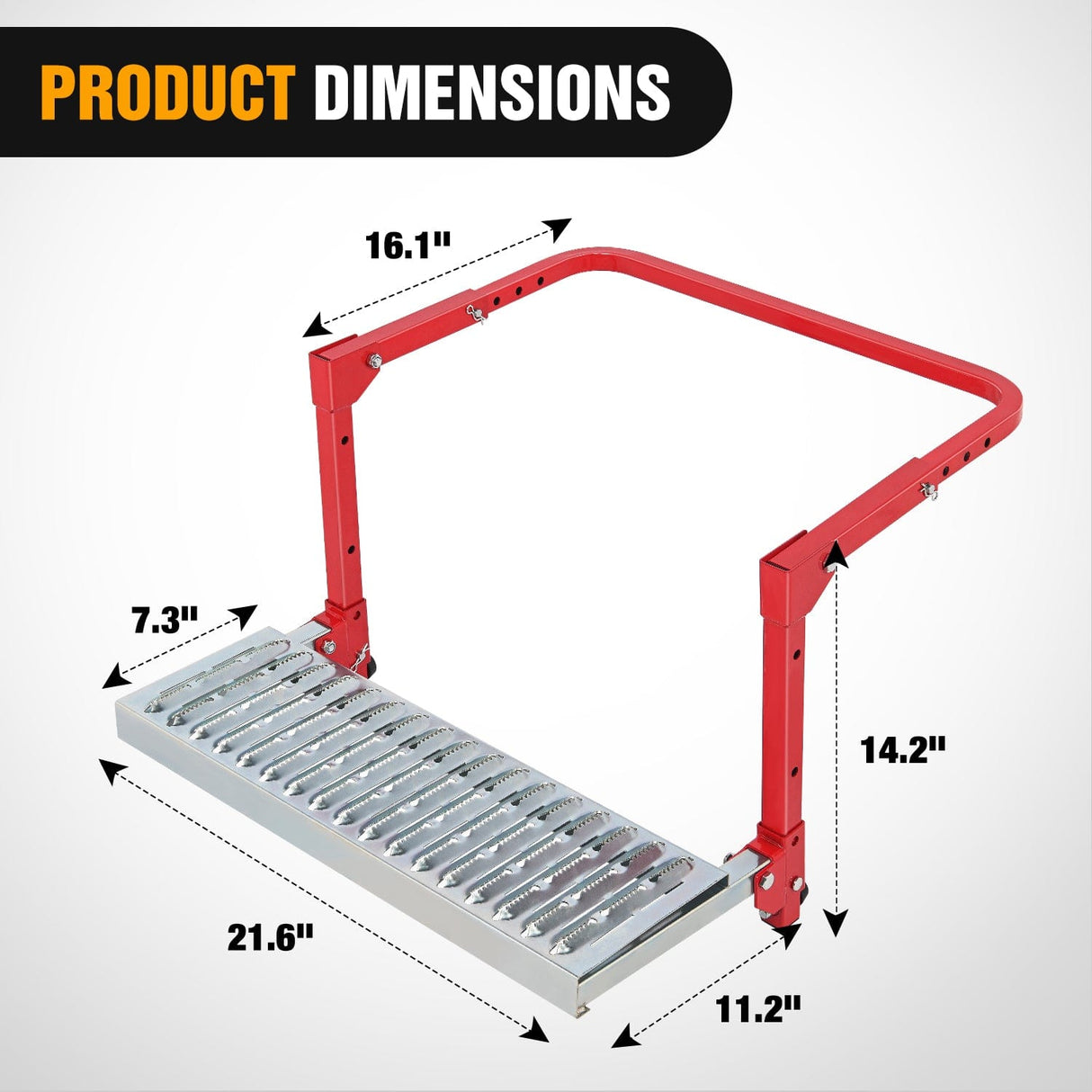 Running Board Folding Heavy Duty Red Tire Step To Fit tires from 10Inch to 15Inch Tire Width