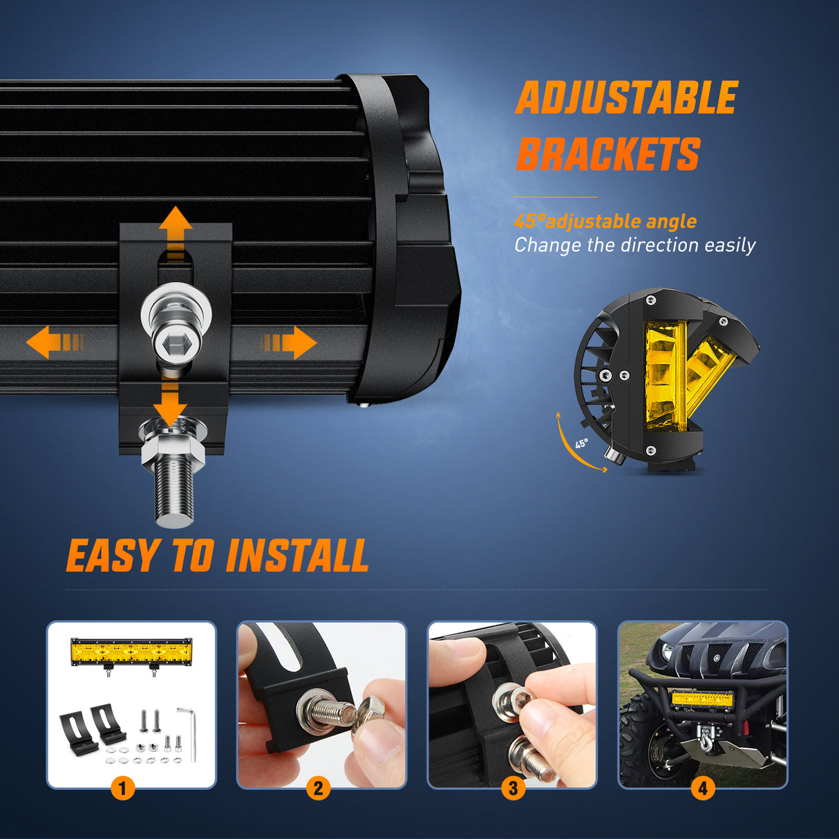 Nilight Side Shooter Light Bar 12Inch Triple Row Spot Flood Combo Yellow Beam Work Lights with 5Pin Rocker Switch Wiring Harness Kit for Off-Road Lighting on Truck SUV ATV UTV