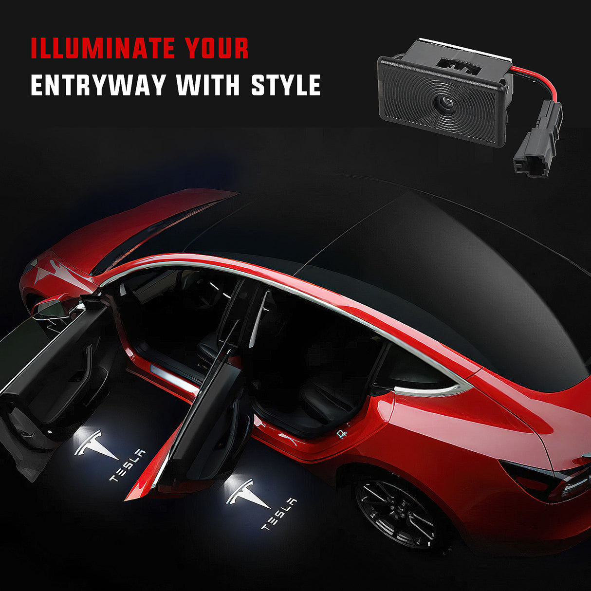 Nilight Door Projector Puddle Lights Compatible with Tesla Model 3/Y/S/X, Welcome Courtesy Step Door Interior Lamps Super Bright, 2-Pack