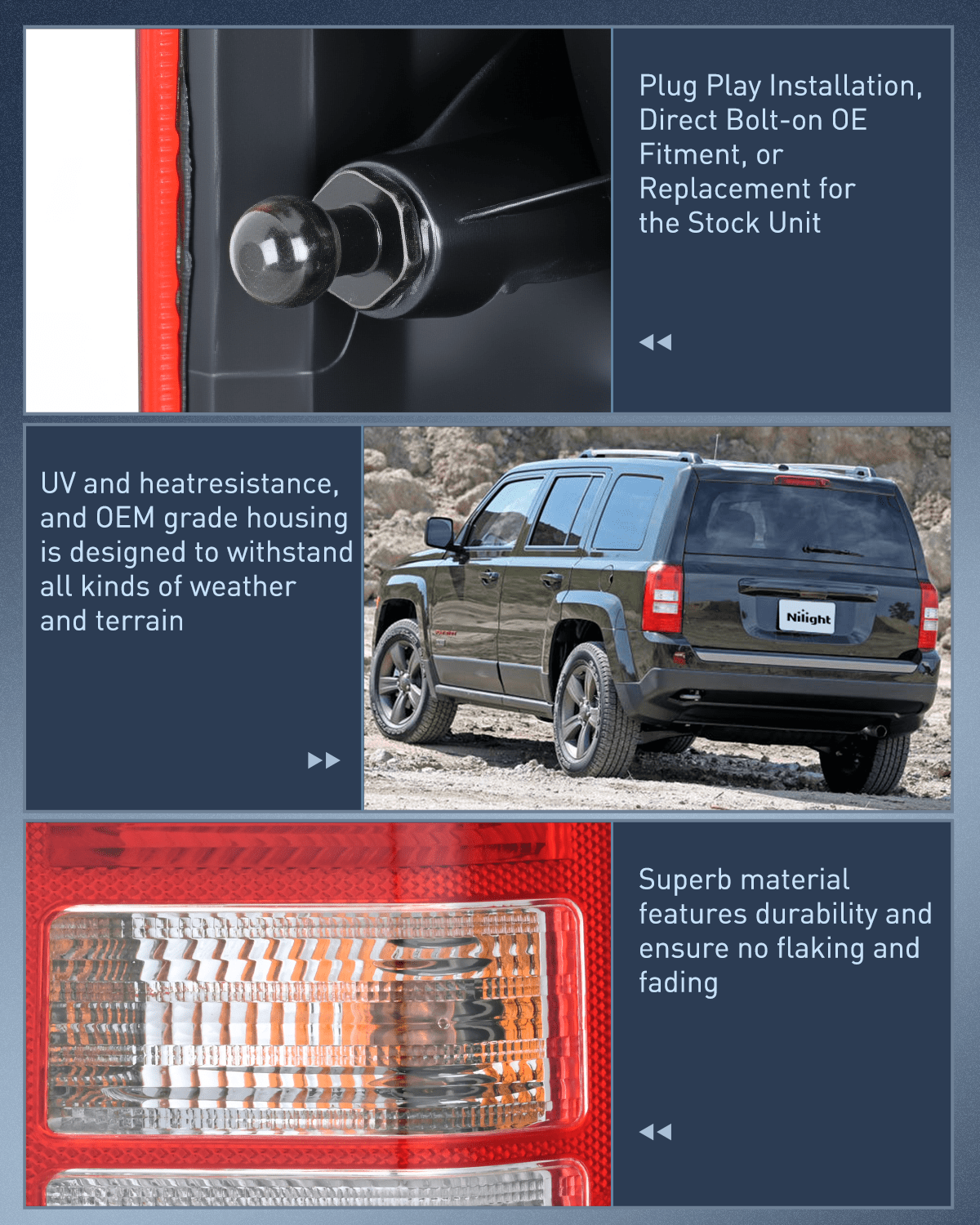 Taillight Assembly Taillight Assembly Compatible with 2008 2009 2010 2011 2012 2013 2014 2015 2016 2017 Jeep Patriot Tail Light OE Style Rear Lamp Replacement Driver Side w/Bulbs