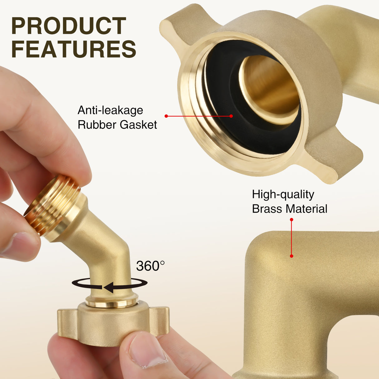 45 Degree Hose Elbow for RV Garden Water Hose Elbow Fitting 3/4Inch Brass 45° Water Hose Connector for RV Camper Trailer Outdoor Garden Hose Systems Faucet Adapter Accessories, 2-Pack