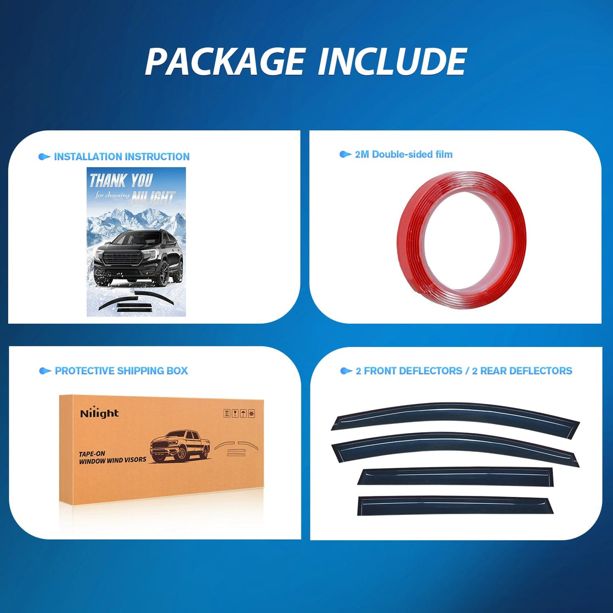 Rain Guards Window Visors for Ford Edge 2015 2016 2017 2018 2019 2020 2021 2022 2023 2024, Out-Channel Window Wind Deflectors Rain Guards -4PCS