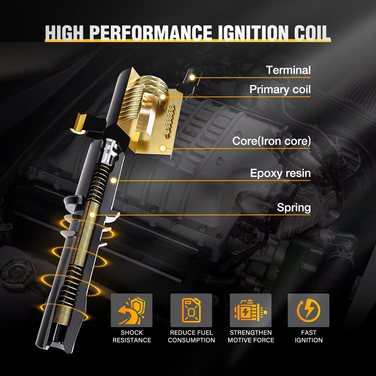 ignition coil pack 4Pcs Ignition Coil Pack Automotive Replacement Ignition Coils Fit for Nissan 2004 2005 2006 2007 2008 2009 2010 2011 2012 2013 2014 2015 2016 2017 2018 07 09 Sentra Altima Rogue Select Urvan Pathfinder NV200 NV350 Cube Versa 2014 2015 Infiniti