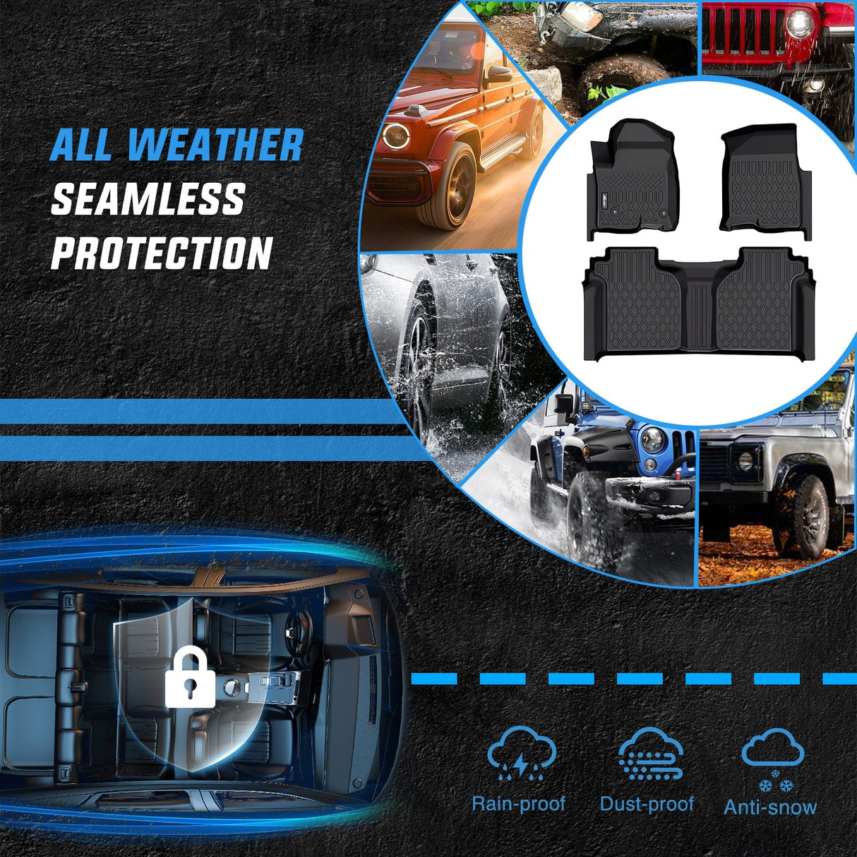 Floor Mat 2019 2020 2021 2022 2023 2024 2025 Chevy Silverado 1500 / GMC Sierra 1500 / 2020 2021 2022 2023 2024 2025 Chevrolet Silverado / GMC Sierra 2500HD 3500HD Crew Cab TPE Floor Mats