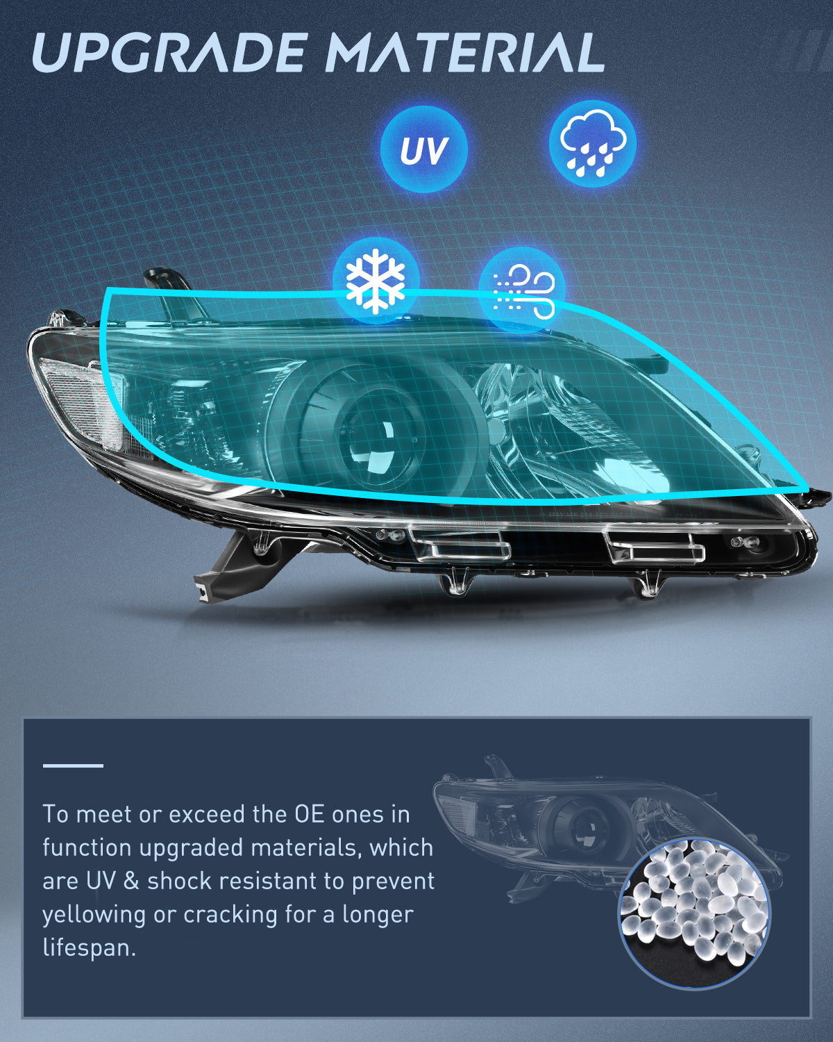 Headlight Assembly Compatible with 2011 2012 2013 2014 2015 2016 2017 2018 2019 2020 Toyota Sienna Black Housing Clear Reflector Clear Lens Headlights Replacement