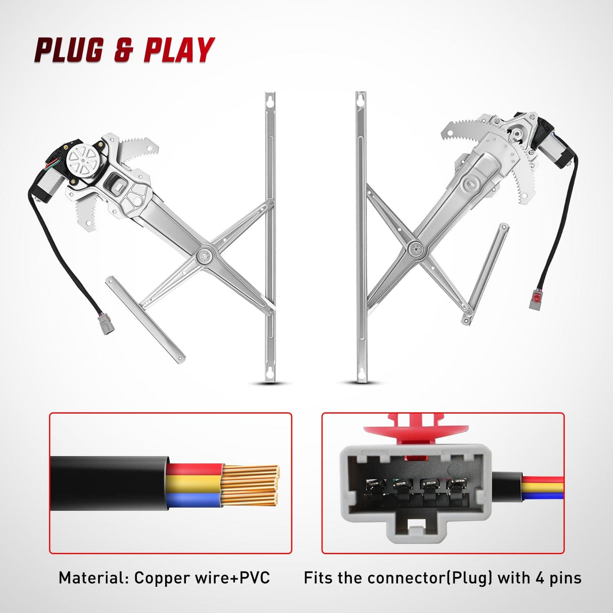 Window Regulator 741-950 Front Left Window Regulator with Motor, Compatible with 1997 1998 1999 2000 2001 Honda CR-V, Power Window Lift Motor Assembly, Driver Side, OE Replacement