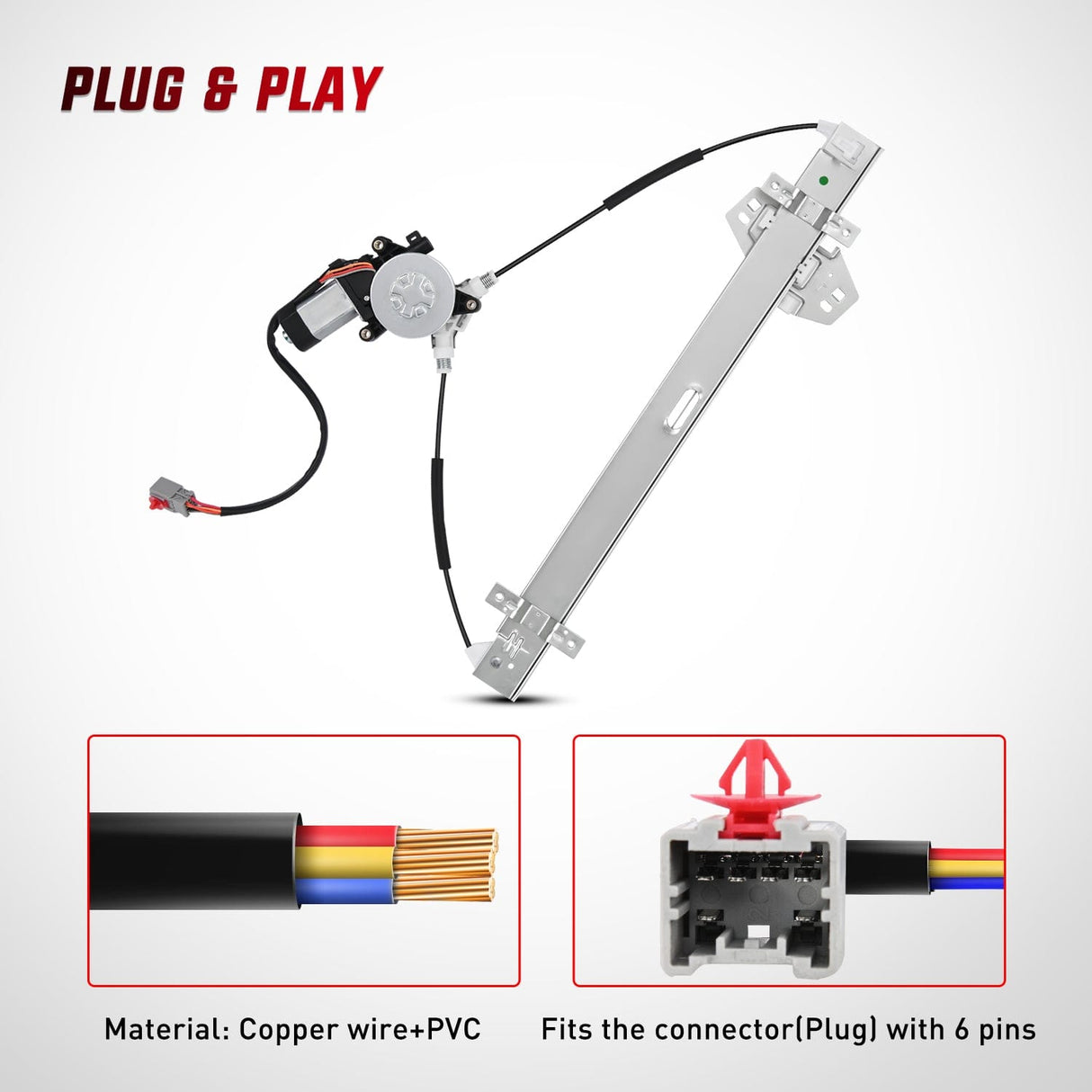 Window Regulator Power Window Regulator with Motor Assembly Replacement for Honda Pilot 2003 2004 2005 2006 2007 2008, Front Driver Side, 748-129