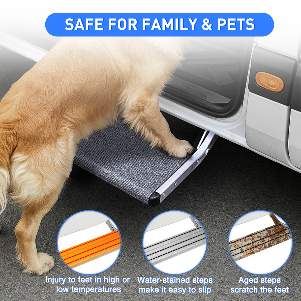 Nilight RV Step Covers 1 Pack 18 inch, Fits 8-11Inch Deep Camper Steps Adjustable Wrap Around RV Step Rug with Spring Works on Electrical & Manual RV Stairs Carpet for Camper Trailers Steps Outside, Gray