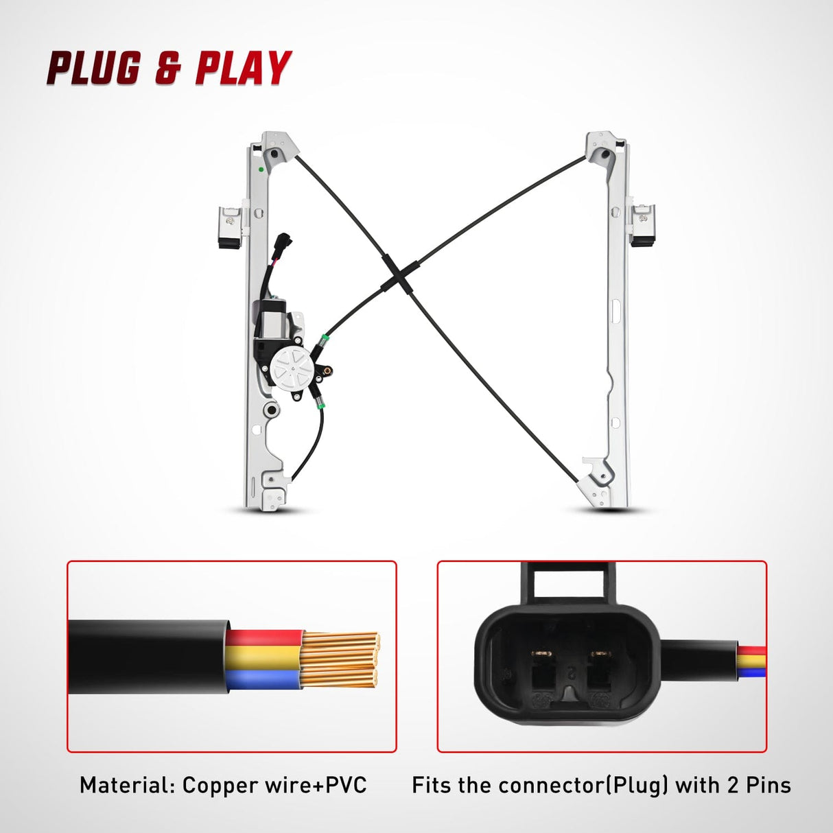 Window Regulator 741-442 Power Window Regulator Front Driver Side with Motor Compatible with Chevrolet Silverado 1500 2007-2013 Tahoe GMC Yukon Sierra 1500 2007 2008 2009 2010 2012 2013