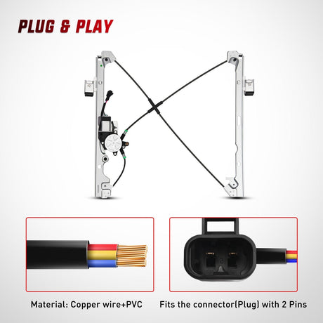 Window Regulator 741-442 Power Window Regulator Front Driver Side with Motor Compatible with Chevrolet Silverado 1500 2007-2013 Tahoe GMC Yukon Sierra 1500 2007 2008 2009 2010 2012 2013