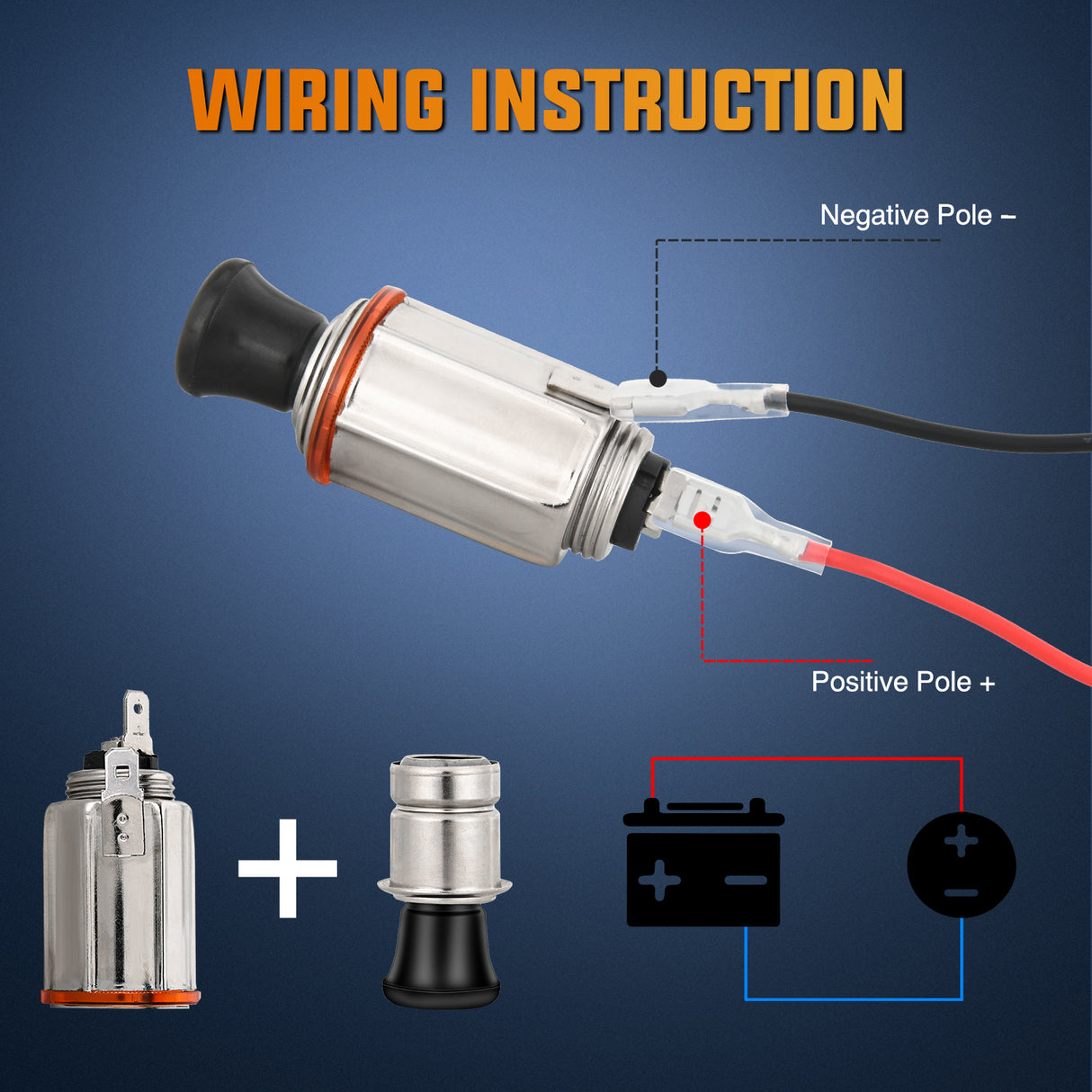 Nilight 12V Cigarette Lighter Car Replacement Socket with Terminals Wires Built-in Fuse auto cigarette lighter adapter push button car accessory replacement plug for Car Truck RV ATV UTV Marine Boat