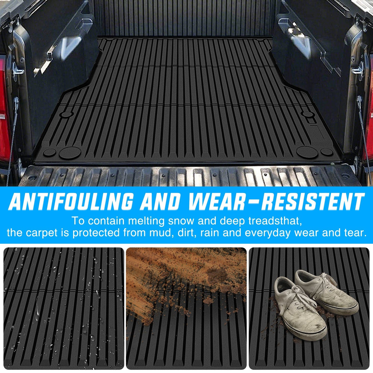 Truck Bed Mat 5ft Rubber Short Trunk Bed for 2024 2025 Toyota Tacoma, TPE Heavy-Duty Pick-up Bed Liner for Toyota Tacoma Accessories, Anti-Slip Texture, All Weather Protection