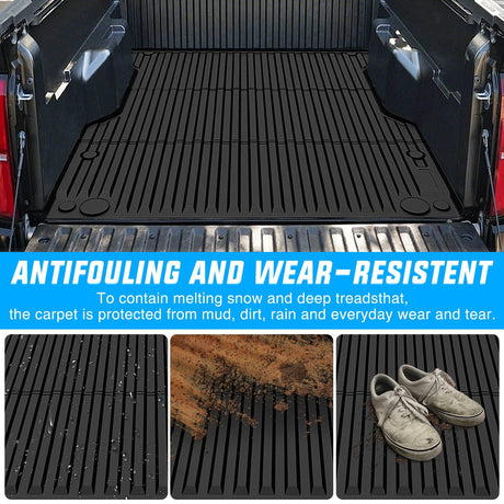 Truck Bed Mat 5ft Rubber Short Trunk Bed for 2024 2025 Toyota Tacoma, TPE Heavy-Duty Pick-up Bed Liner for Toyota Tacoma Accessories, Anti-Slip Texture, All Weather Protection