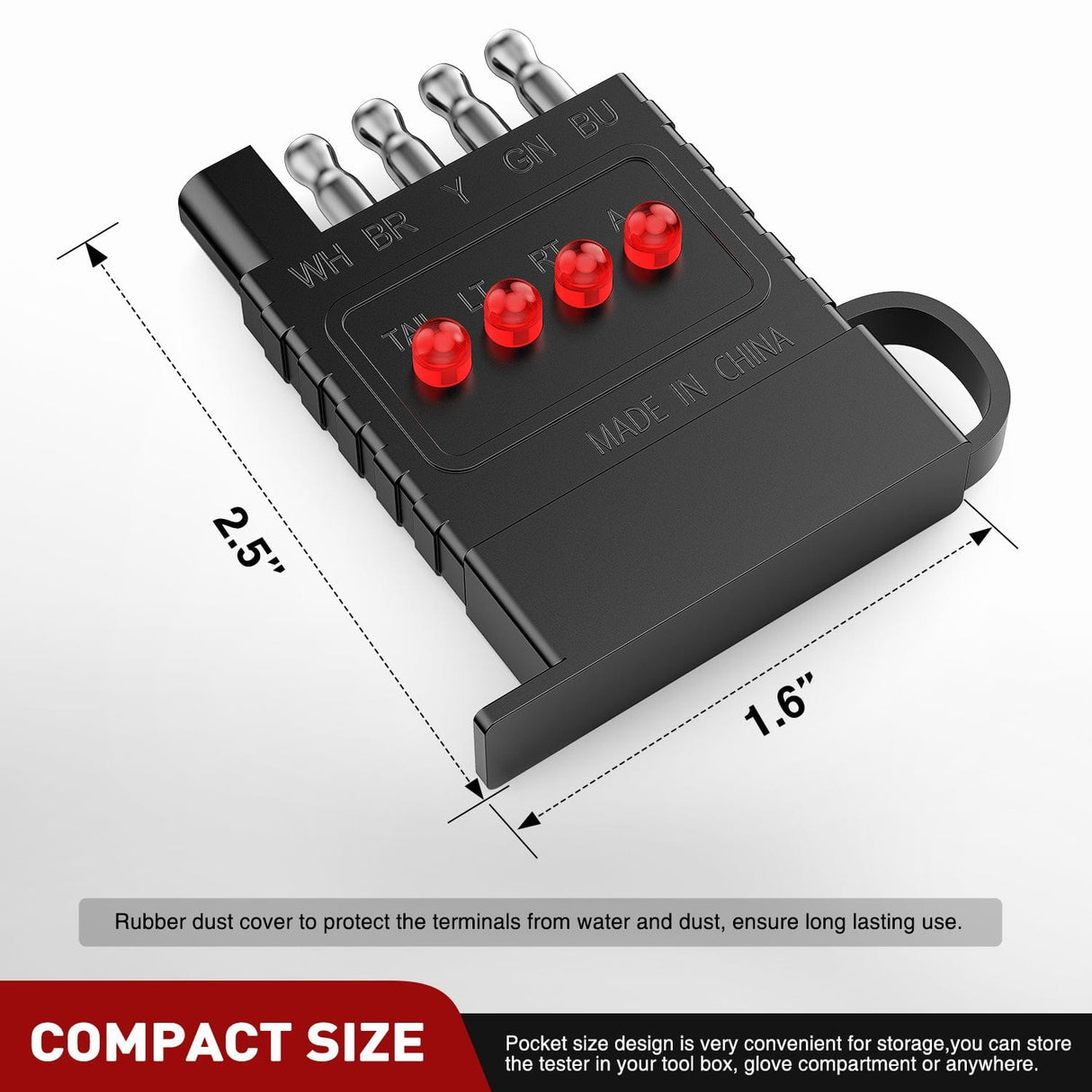 Accessories 5 Way Flat LED Indicator Trailer Tester for Turn Signal Tail & Reverse Lights