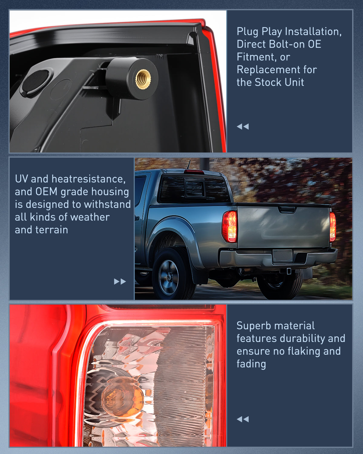 Nilight Taillight Assembly Compatible with 2005 2006 2007 2008 2009 2010 2011 2012 2013 2014 2015 2016 2017 2018 2019 2020 2021 Nissan Frontier and 2009-2012 Suzuki Equator Tail Light Left Driver Side