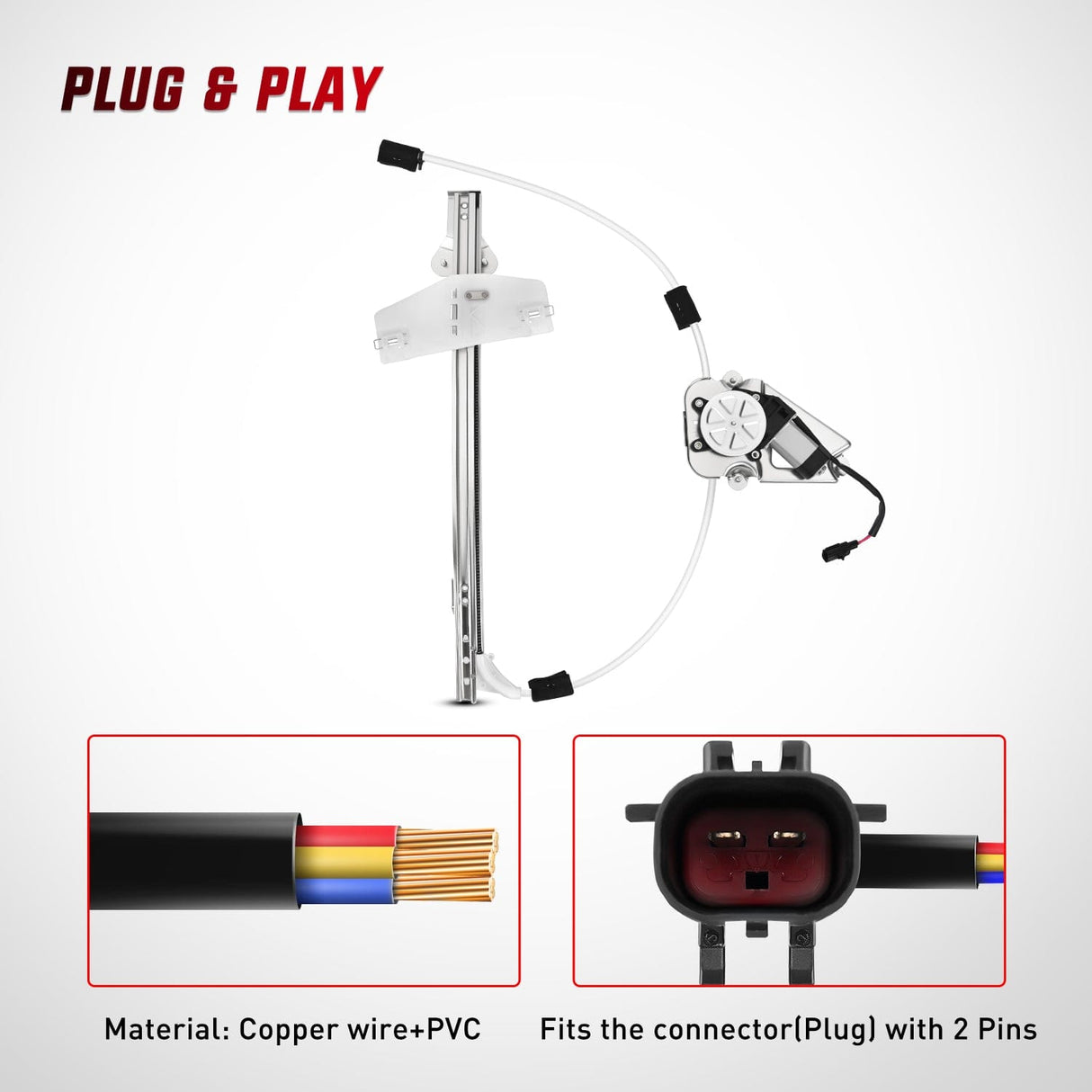 Window Regulator 741-526 Power Window Regulator/Motor Front Driver Side Compatible with Jeep Liberty KJ 2002 2003 2004 2005 2006,Front Left Side