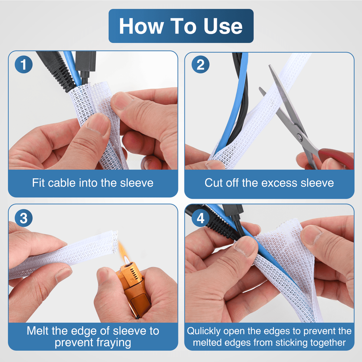 Wiring Harness Kit 25ft-1/2inch White Cable Management Sleeves