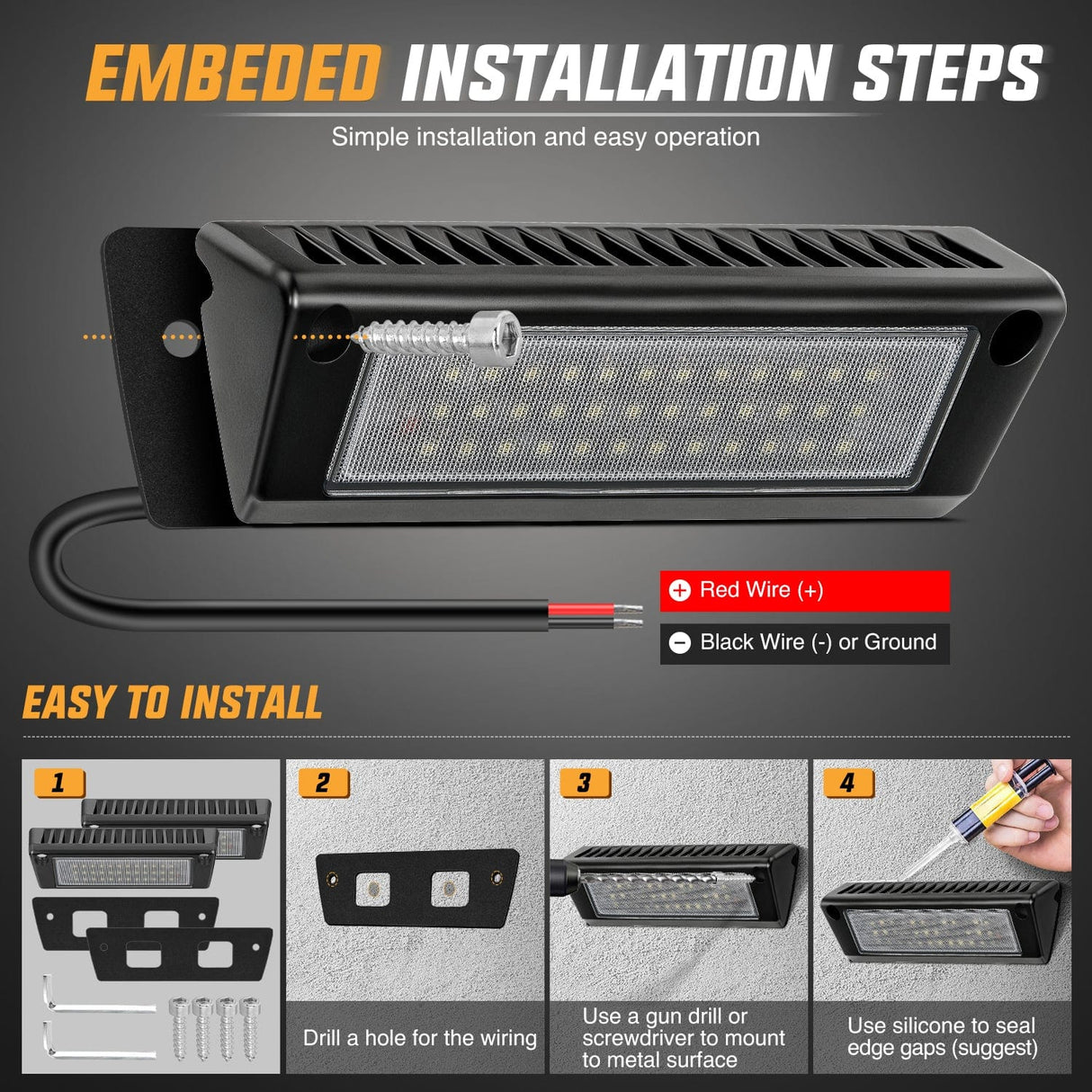 Area Lights RV Exterior Light 2PCS 9 Inch White Beam Porch Lights Black Aluminum