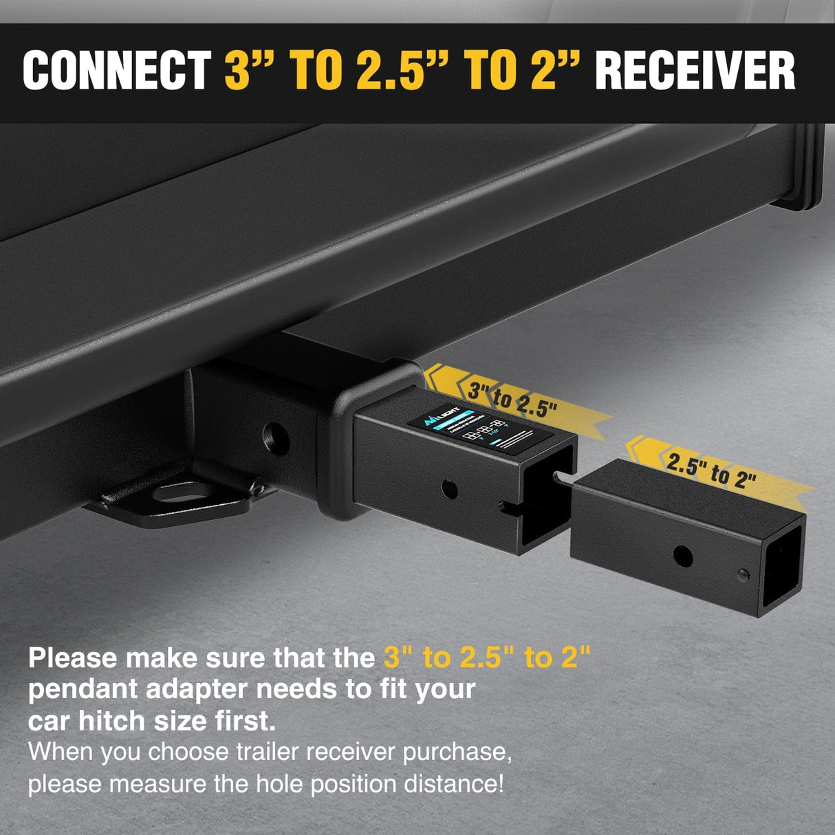 Trailer Hitch Trailer Hitch Receiver Adapter Reducer Extender Converter Sleeve Set 3 to 2-1/2 or 2-Inch and 2-1/2" to 2" Receiver Hitches Towing Accessories for RV Truck Bike Rack and Cargo Carriers