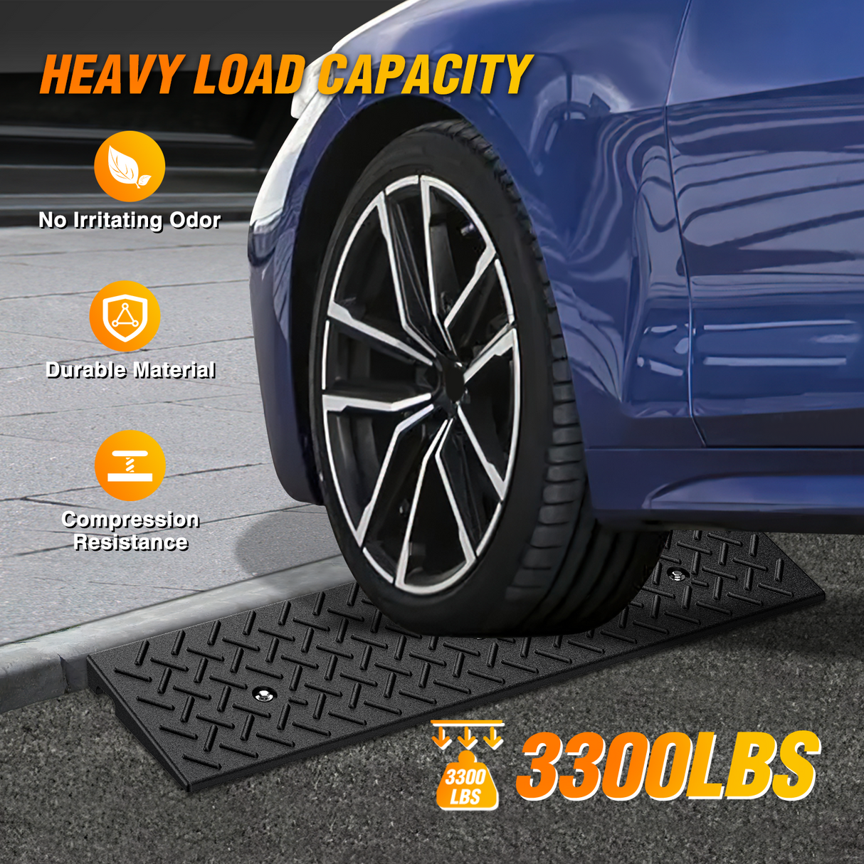 Nilight 1.6Inch Rise Curb Ramps, Heavy Duty Rubber Driveway Threshold Shed Ramp for Sidewalk Cars Lawn Mower Wheelchairs Motorcycles, 3300lbs Load Capacity