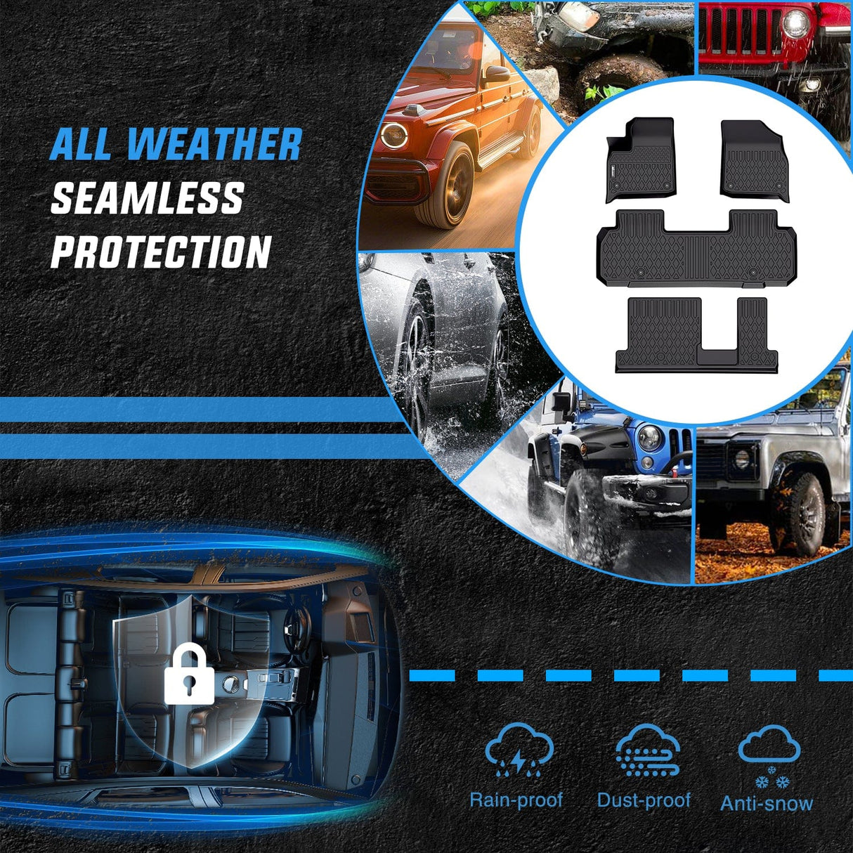 Floor Mat 2018 2019 2020 2021 2022 2023 2024 2025 Chevy Traverse 8 Seats 2nd Row Bench Seat TPE Floor Mats