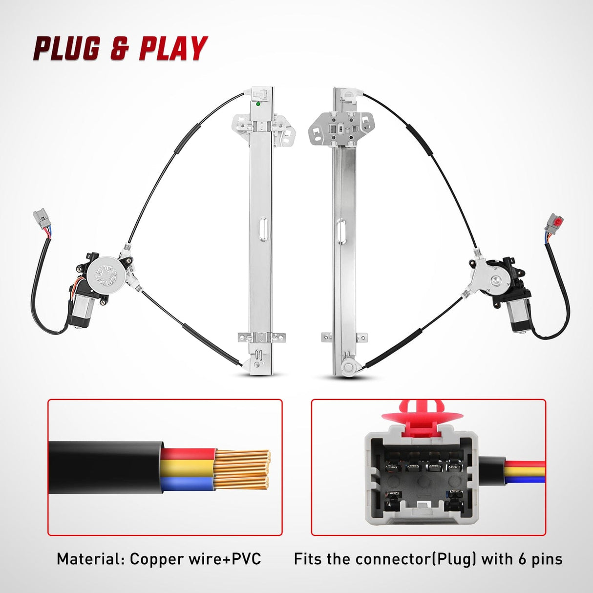 Window Regulator Power Window Regulator with Motor Assembly Replacement for Honda CR-V 2002 2003 2004 2005 2006, Front Driver Side, 741-302